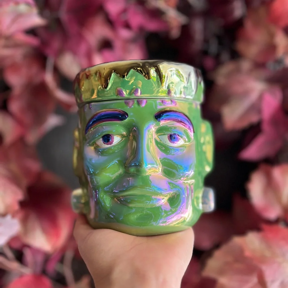 ✨NEW🧟‍♂️Martha Stewart Pearlescent Ceramic Frakenstein Candle🕯️